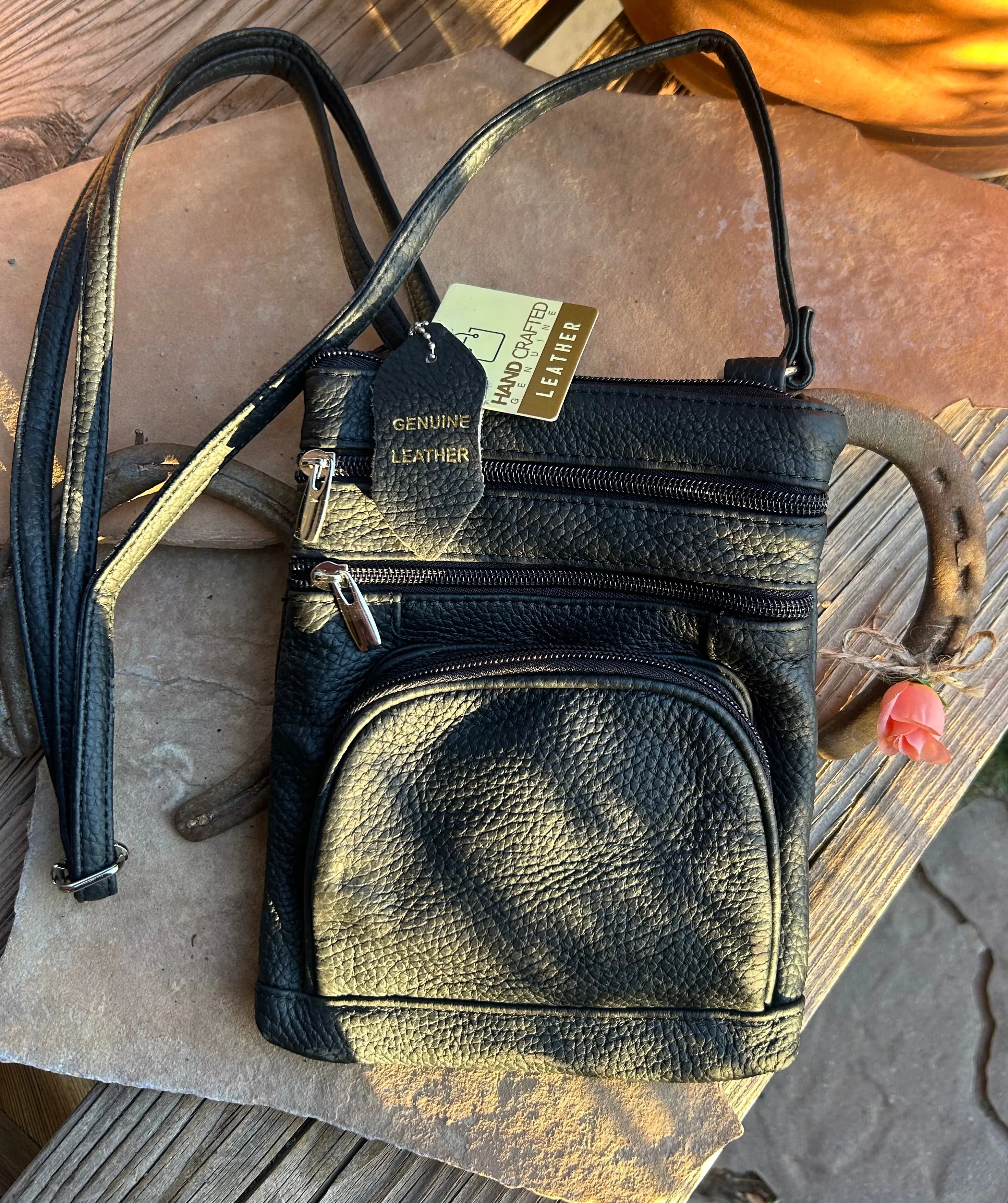 Cowhide Leather Crossbody Cell Handbag