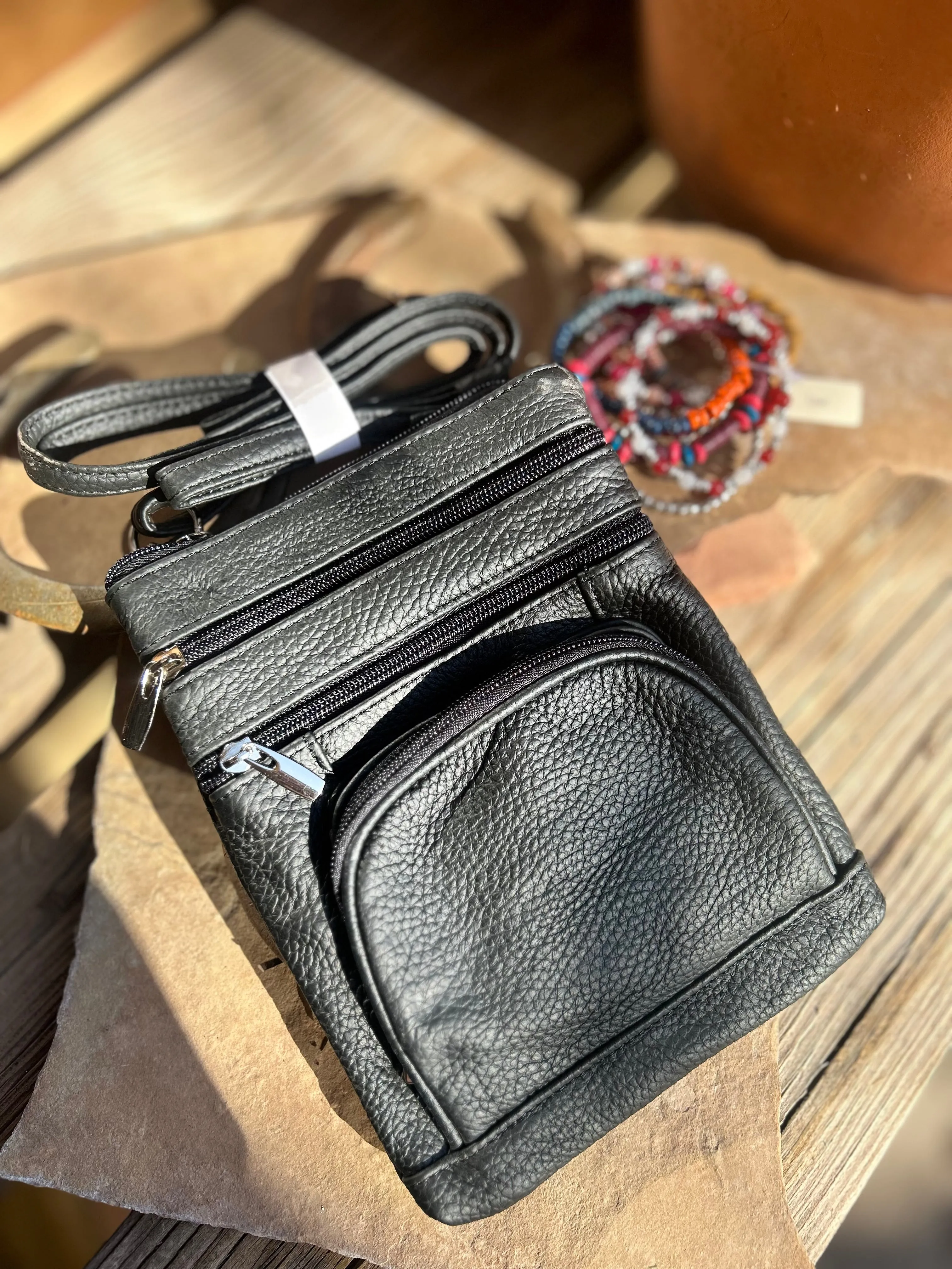 Cowhide Leather Crossbody Cell Handbag