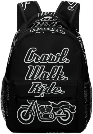Crawl Walk Ride Motocycle Travel Backpack Simple Daypack Waterproof Hiking Picnic Laptop Gym Bag