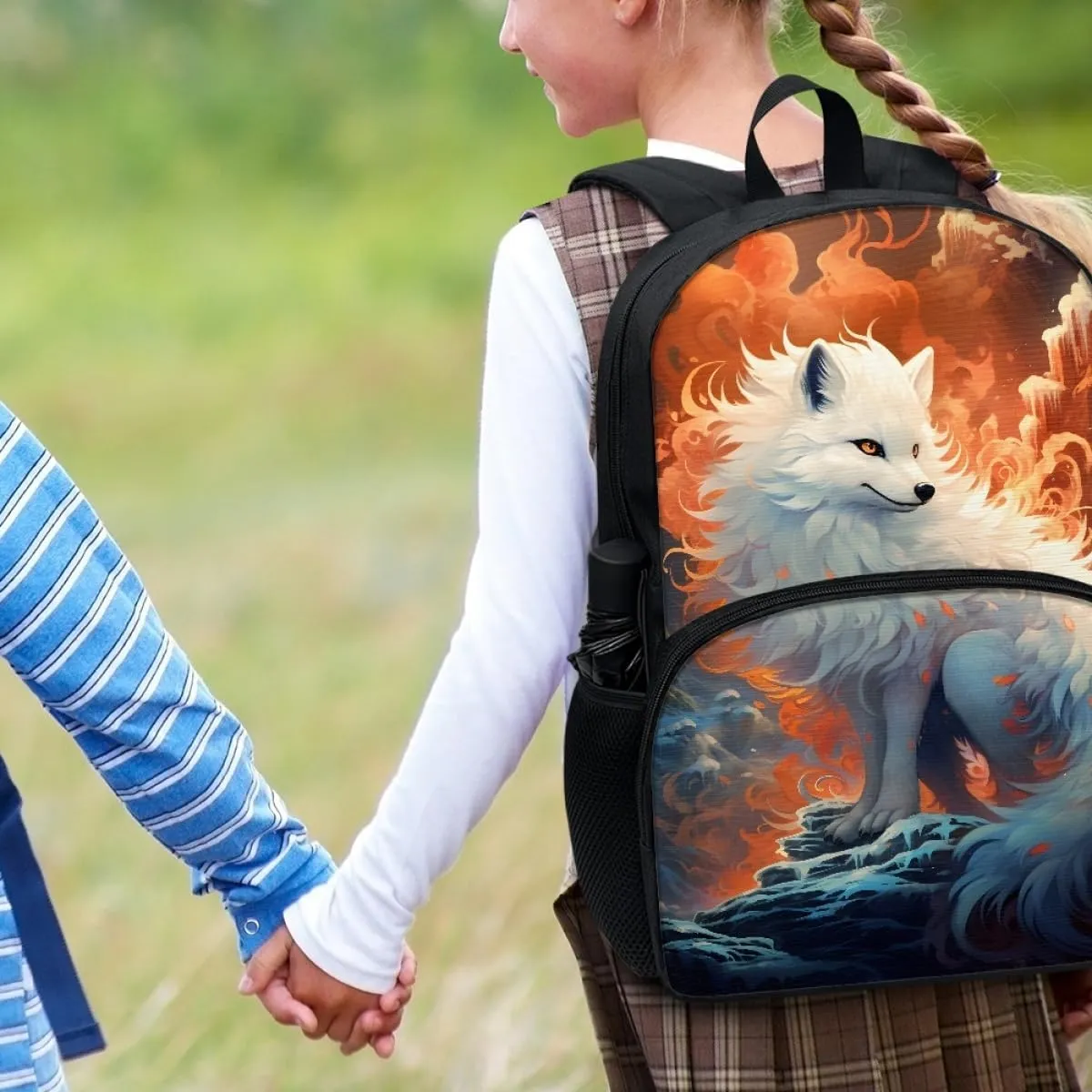 Creative Fox Print Animal Kids' Backpacks Boys Girls School Laptop Travel School Bag Travel Rucksack,Fire Fox