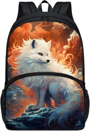 Creative Fox Print Animal Kids' Backpacks Boys Girls School Laptop Travel School Bag Travel Rucksack,Fire Fox