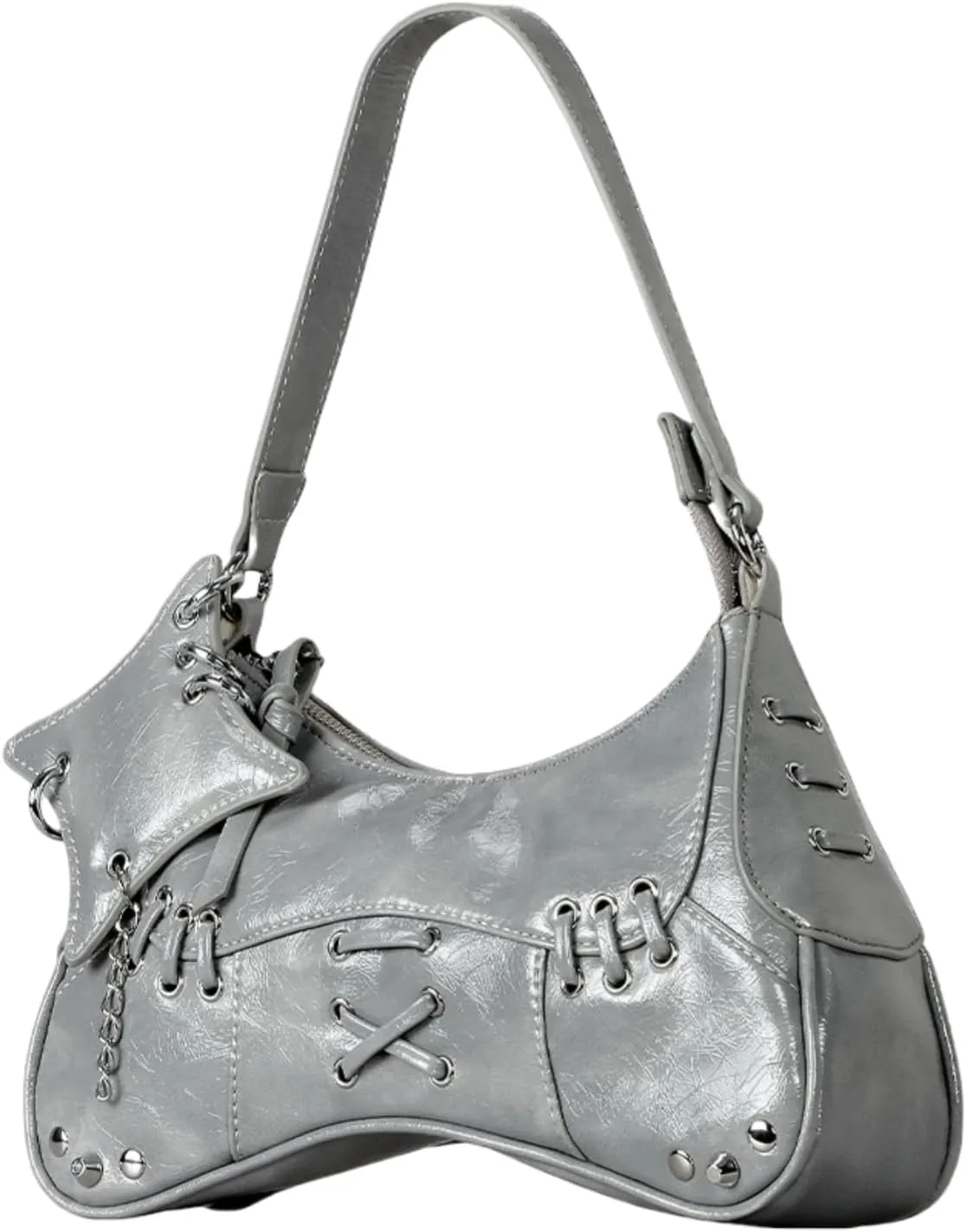 Crescent Hobo Bag for Women, Trendy Y2k Shoulder Handbag Cute Leather Crossbody Purse Punk Underarm Tote Clutch
