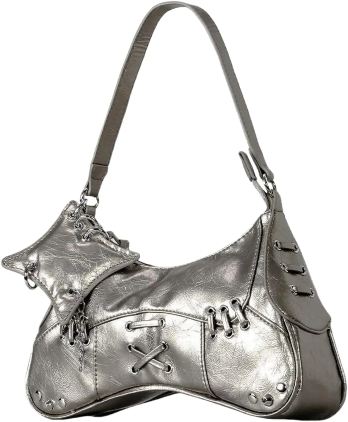 Crescent Hobo Bag for Women, Trendy Y2k Shoulder Handbag Cute Leather Crossbody Purse Punk Underarm Tote Clutch