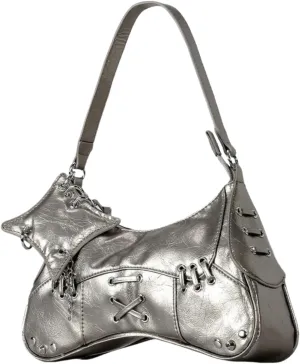 Crescent Hobo Bag for Women, Trendy Y2k Shoulder Handbag Cute Leather Crossbody Purse Punk Underarm Tote Clutch