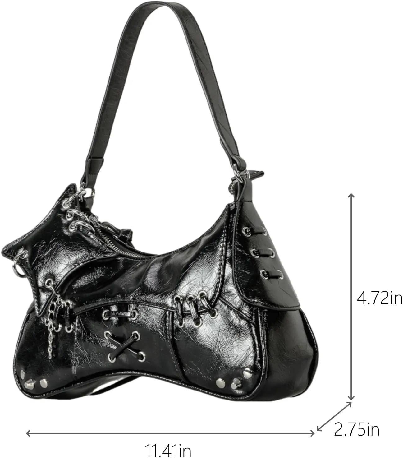 Crescent Hobo Bag for Women, Trendy Y2k Shoulder Handbag Cute Leather Crossbody Purse Punk Underarm Tote Clutch