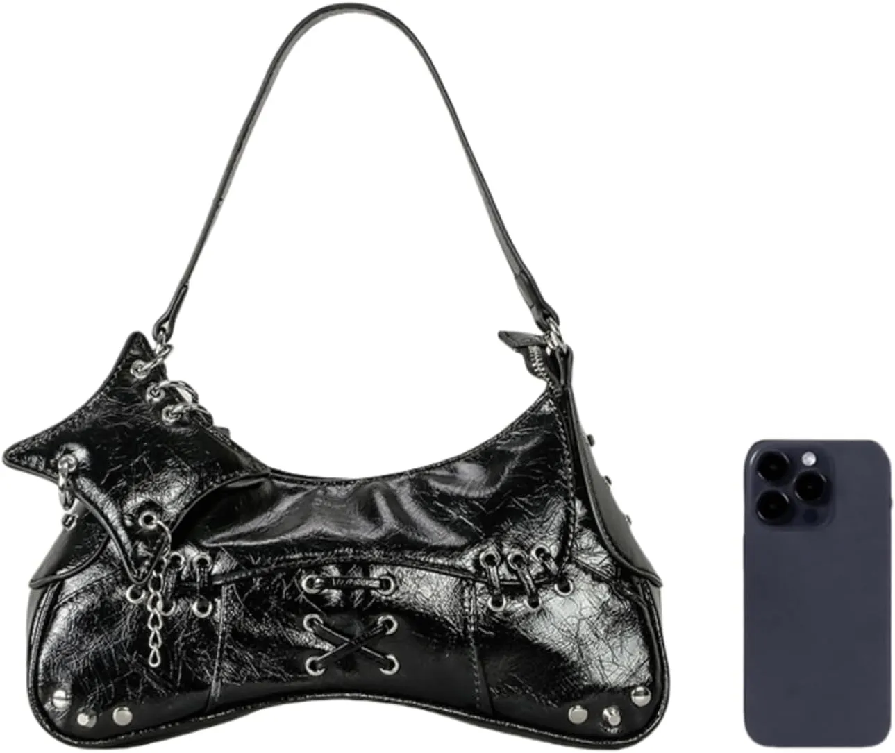 Crescent Hobo Bag for Women, Trendy Y2k Shoulder Handbag Cute Leather Crossbody Purse Punk Underarm Tote Clutch