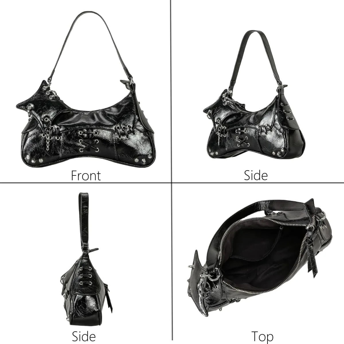 Crescent Hobo Bag for Women, Trendy Y2k Shoulder Handbag Cute Leather Crossbody Purse Punk Underarm Tote Clutch