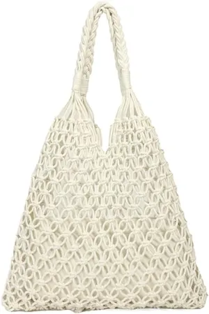 Crochet Mesh Tote Beach Bag Woven Hollow Out Handbag, Straw Rattan Net Shoulder Purse Summer Armpit Bag for Women