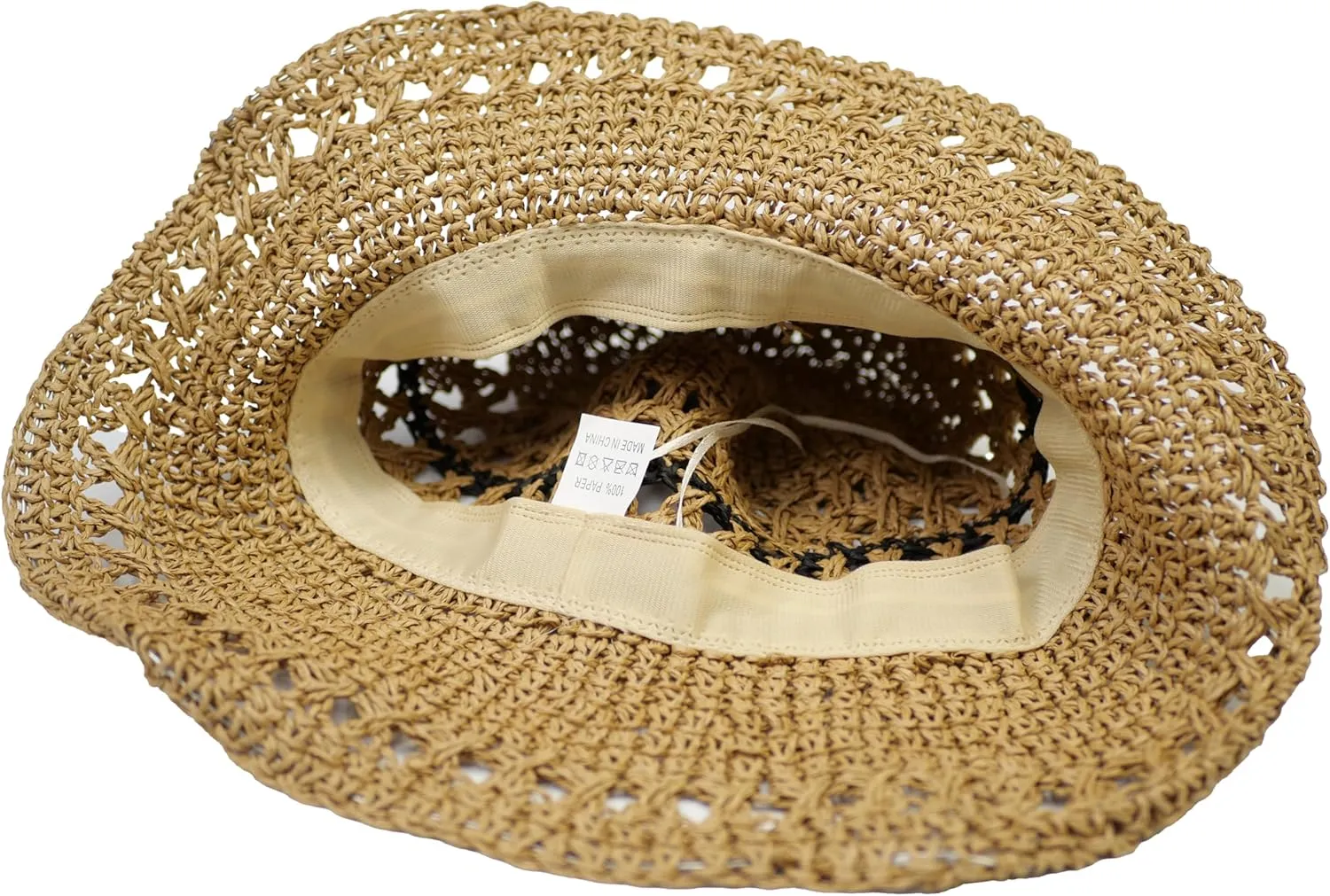 Crochet Womens Straw Sun Hat, Foldable Summer Beach Sun Hats, Wide Brim Bucket Hat for Women