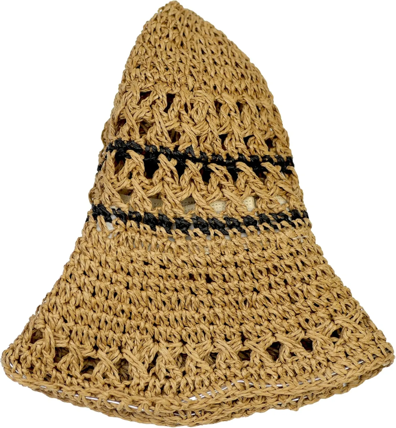 Crochet Womens Straw Sun Hat, Foldable Summer Beach Sun Hats, Wide Brim Bucket Hat for Women