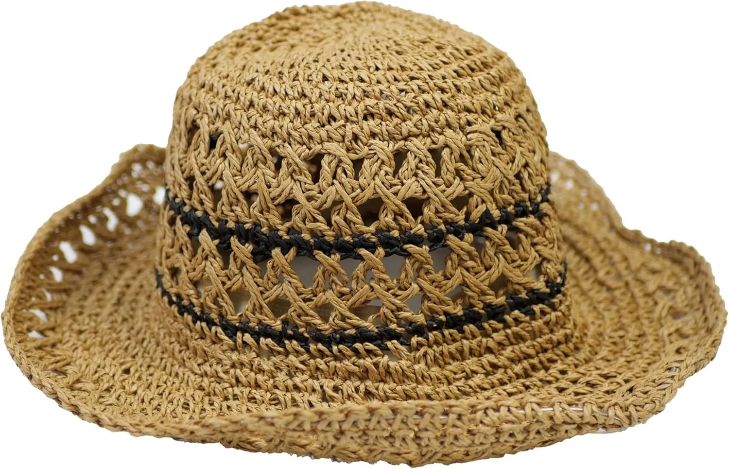 Crochet Womens Straw Sun Hat, Foldable Summer Beach Sun Hats, Wide Brim Bucket Hat for Women