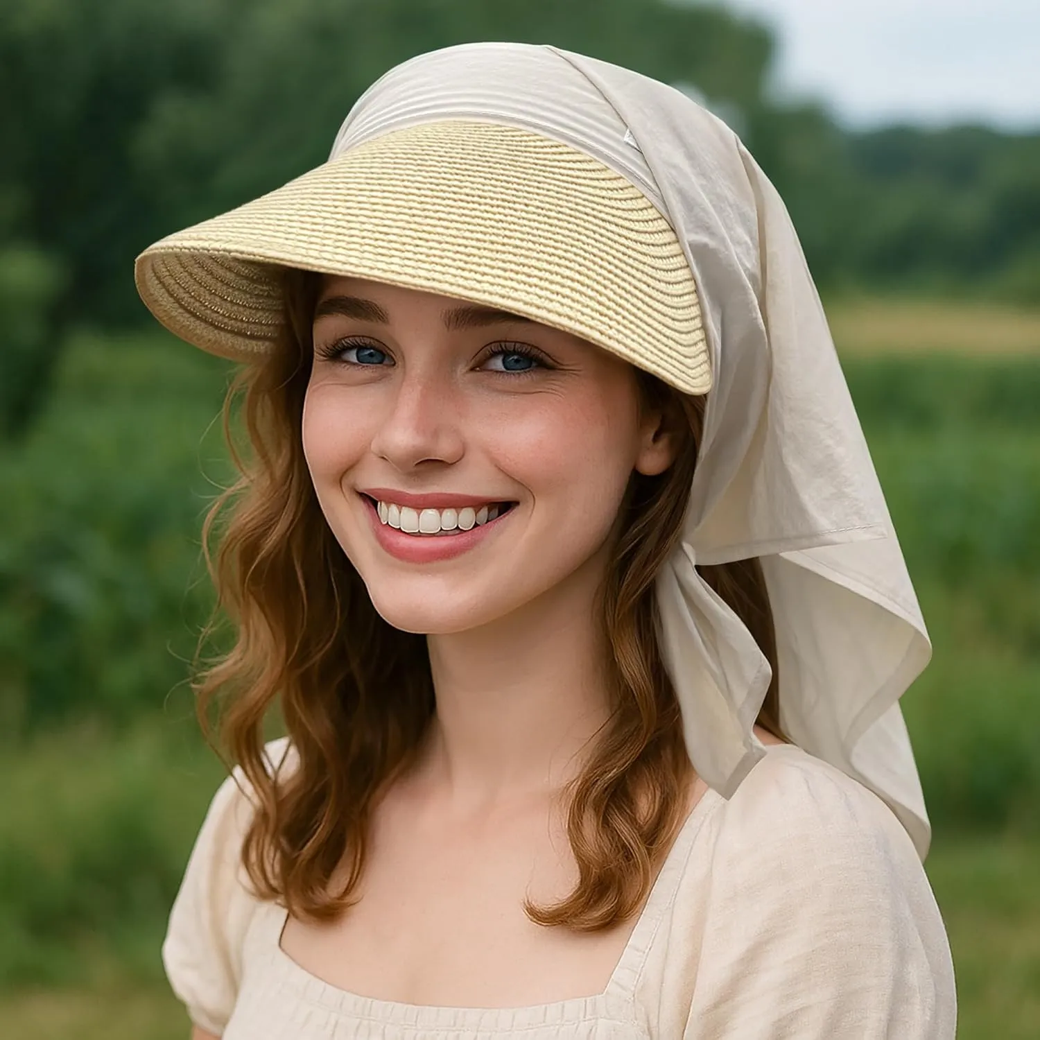 Croogo Straw Visor Hat Summer Flap Visor Hat for Women Sun Protection Cap with Wide Brim Travel Fishing Beach Hat