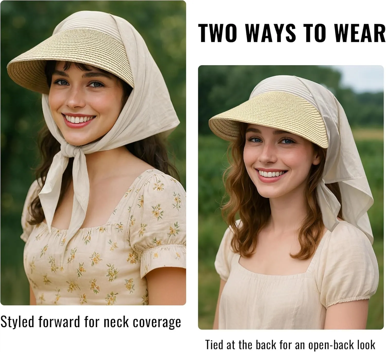 Croogo Straw Visor Hat Summer Flap Visor Hat for Women Sun Protection Cap with Wide Brim Travel Fishing Beach Hat