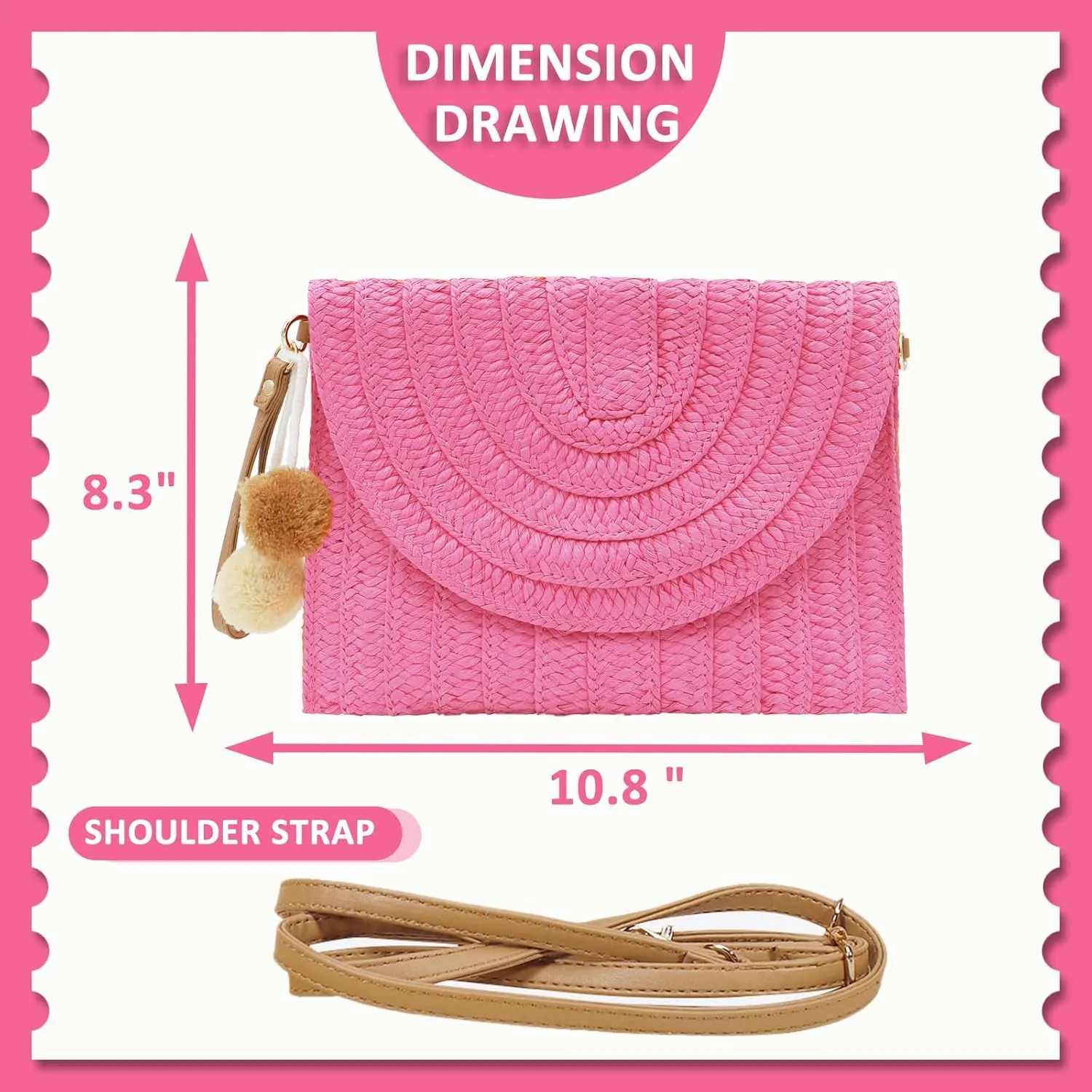 Crossbody Bags for Women, Straw Clutch Purses, Bohemian Handmade Woven Envelope Package