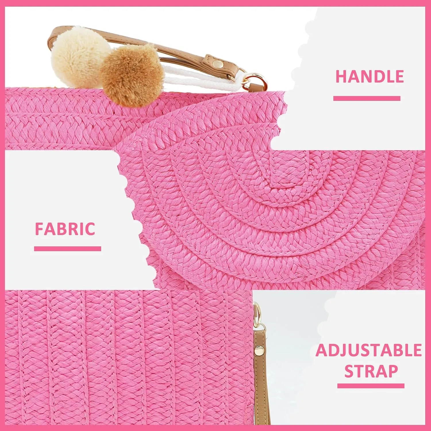 Crossbody Bags for Women, Straw Clutch Purses, Bohemian Handmade Woven Envelope Package