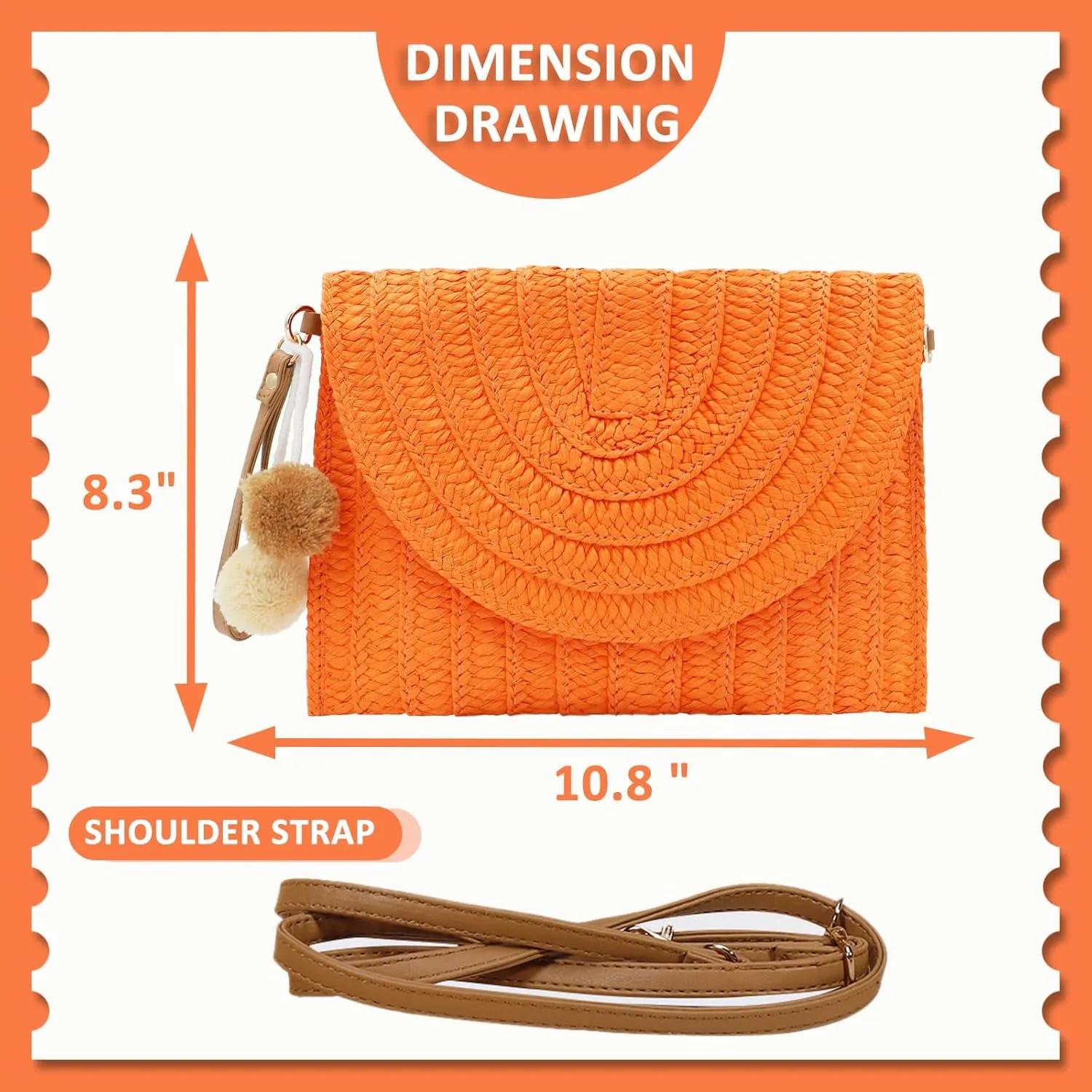 Crossbody Bags for Women, Straw Clutch Purses, Bohemian Handmade Woven Envelope Package