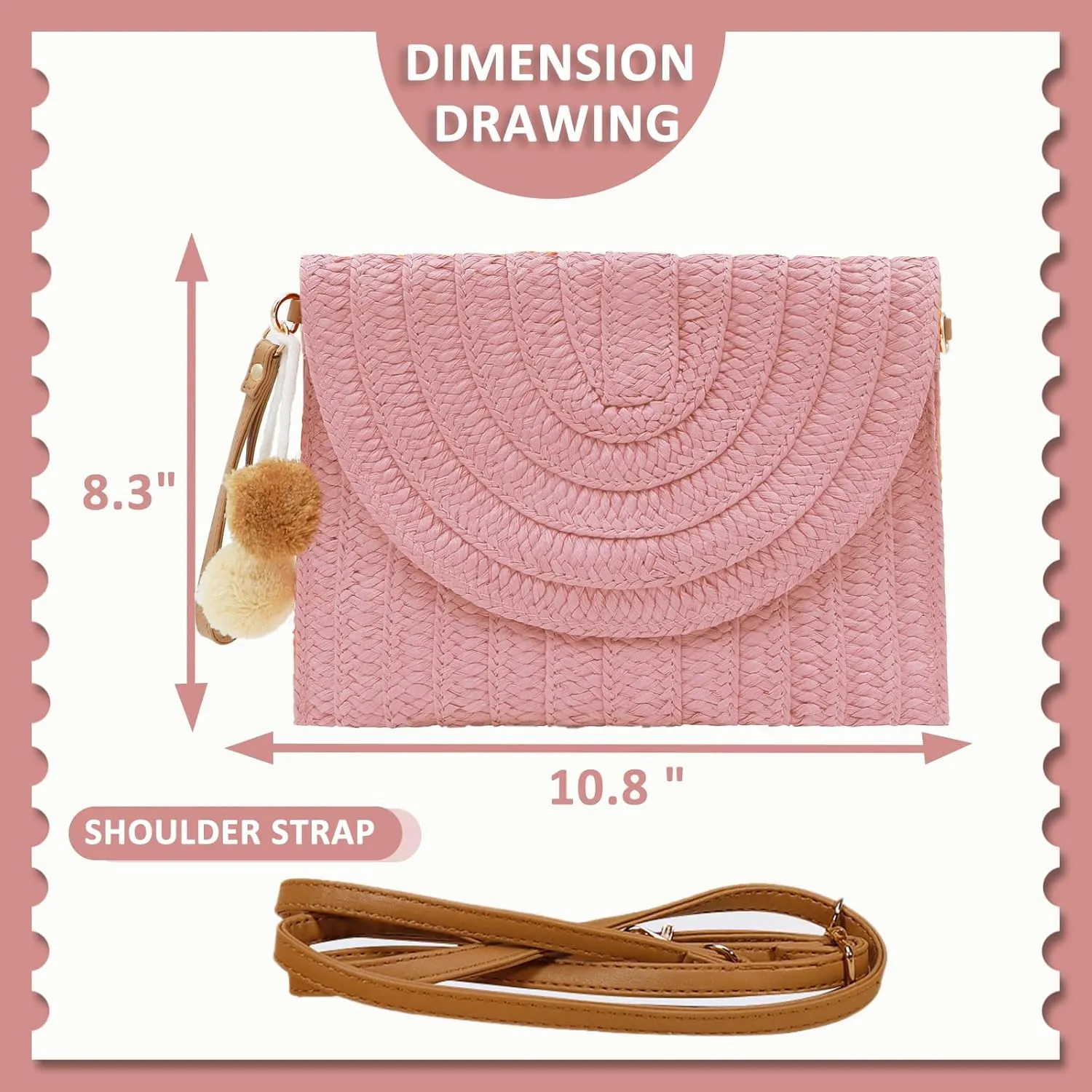 Crossbody Bags for Women, Straw Clutch Purses, Bohemian Handmade Woven Envelope Package
