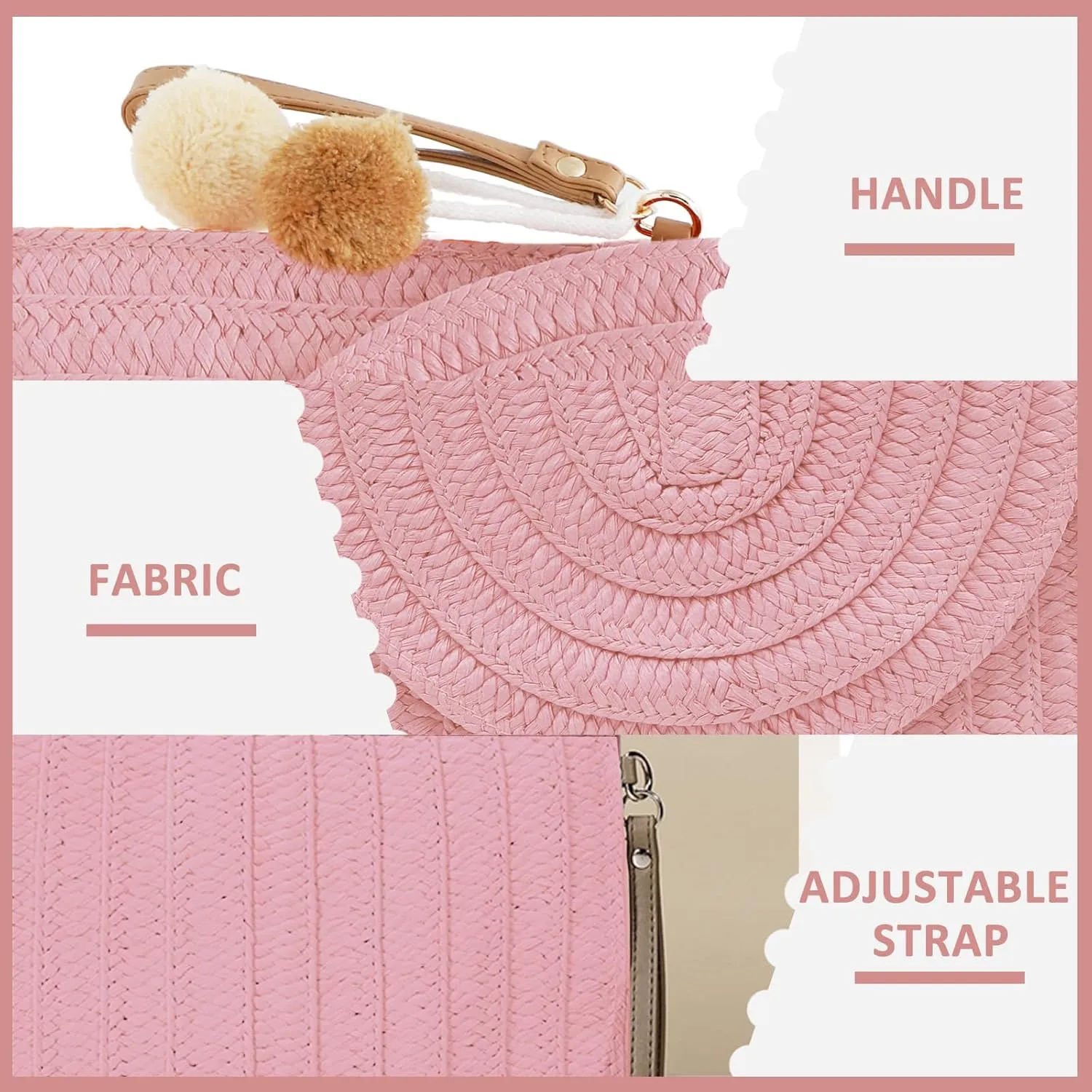 Crossbody Bags for Women, Straw Clutch Purses, Bohemian Handmade Woven Envelope Package