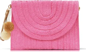 Crossbody Bags for Women, Straw Clutch Purses, Bohemian Handmade Woven Envelope Package