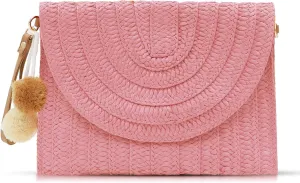 Crossbody Bags for Women, Straw Clutch Purses, Bohemian Handmade Woven Envelope Package