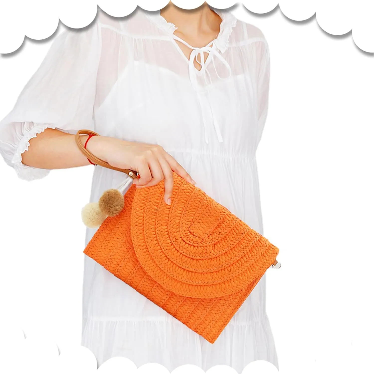 Crossbody Bags for Women, Straw Clutch Purses, Bohemian Handmade Woven Envelope Package
