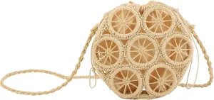 Crossbody Straw Bags for Women, Hollowed-out Lemon Hand Woven Shoulder Bag with Rattan Strap, Trendy 2025 Beach Purses