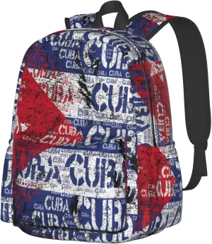 Cuba Flag Large Travel Backpack Casual Backpacks Laptop Daypack Working Rucksack Lightweight Back Pack Sports Bag with Adjustable Shoulder Strap