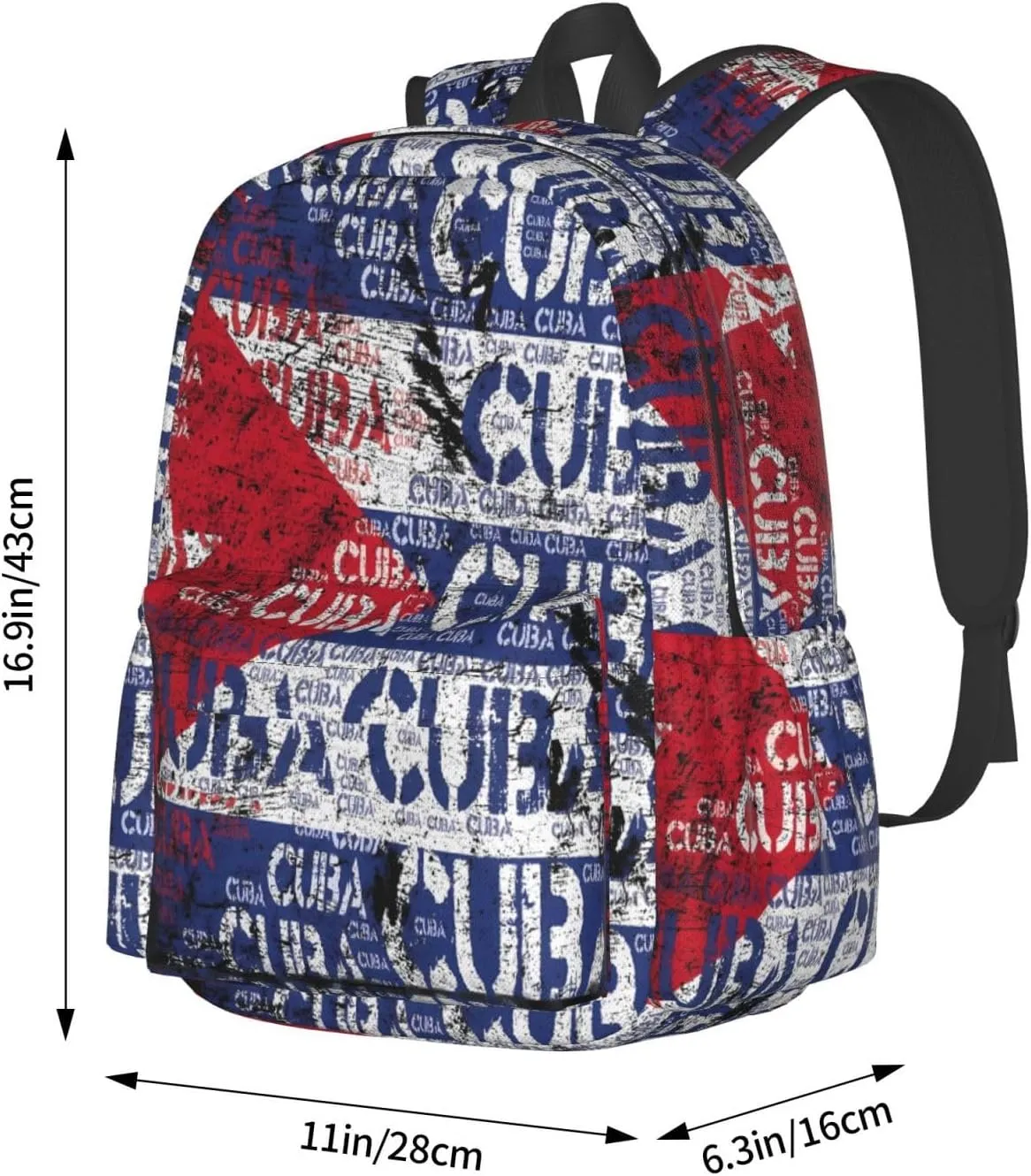 Cuba Flag Large Travel Backpack Casual Backpacks Laptop Daypack Working Rucksack Lightweight Back Pack Sports Bag with Adjustable Shoulder Strap