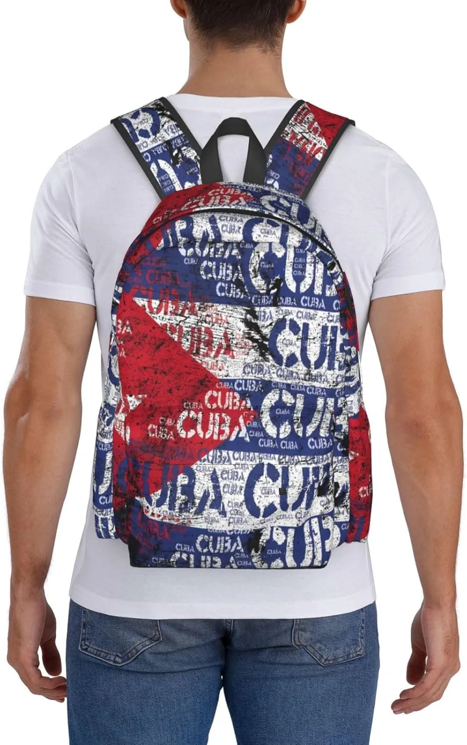 Cuba Flag Large Travel Backpack Casual Backpacks Laptop Daypack Working Rucksack Lightweight Back Pack Sports Bag with Adjustable Shoulder Strap