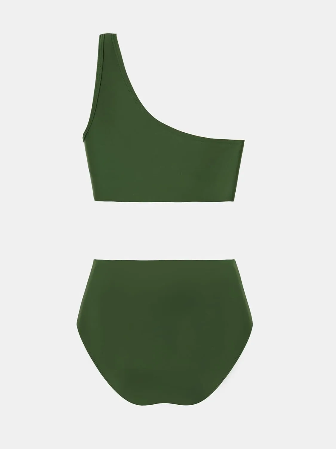 CUPSHE Women's Bikini Sets One Shoulder Two Piece Swimsuit High Waisted Asymmetrical Neck Ruched Cutout Mesh