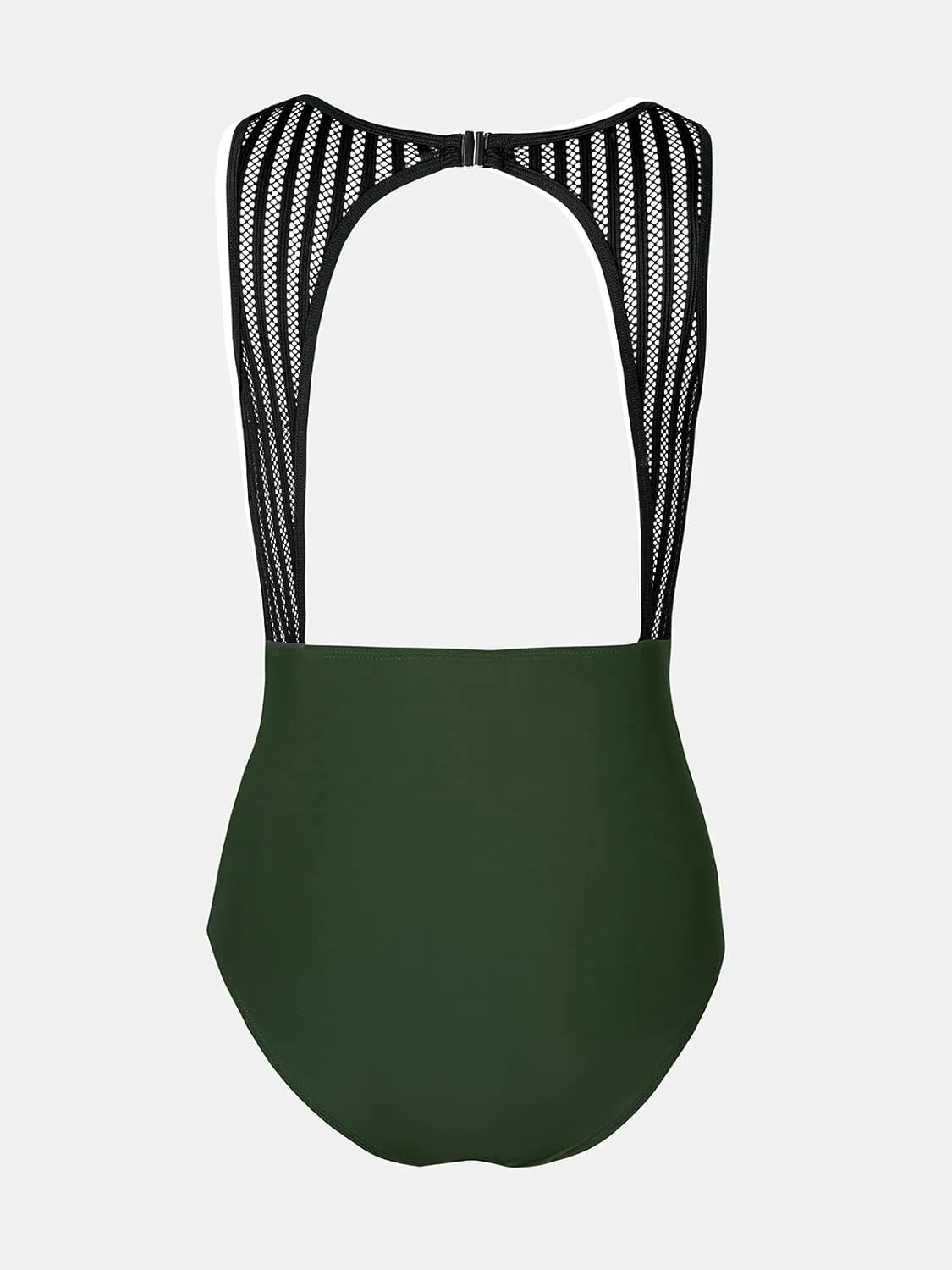 CUPSHE Women's One Piece Swimsuit Bathing Suit Tummy Control High Neck Cutout Back Hook Mesh Swimwear