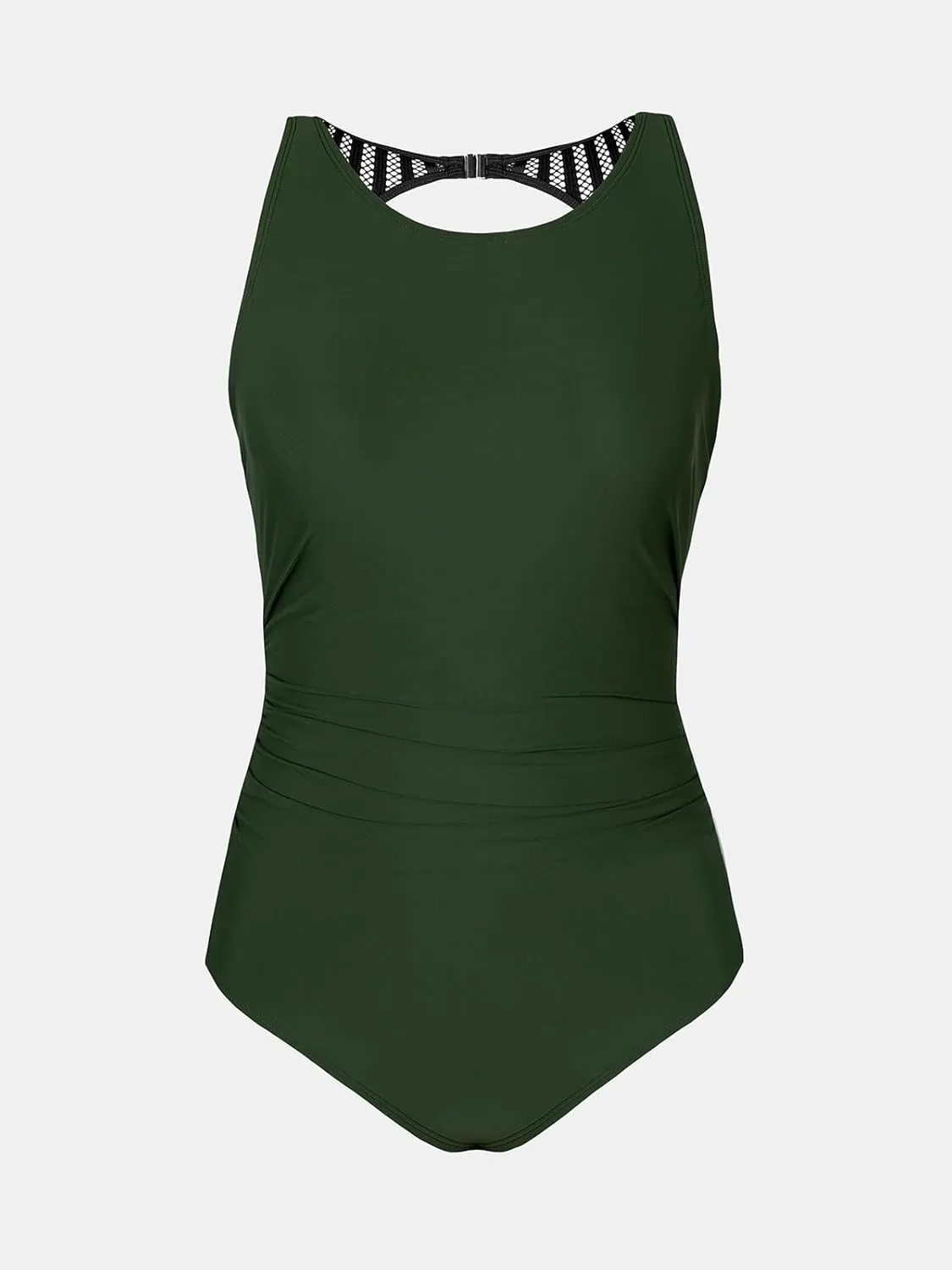 CUPSHE Women's One Piece Swimsuit Bathing Suit Tummy Control High Neck Cutout Back Hook Mesh Swimwear