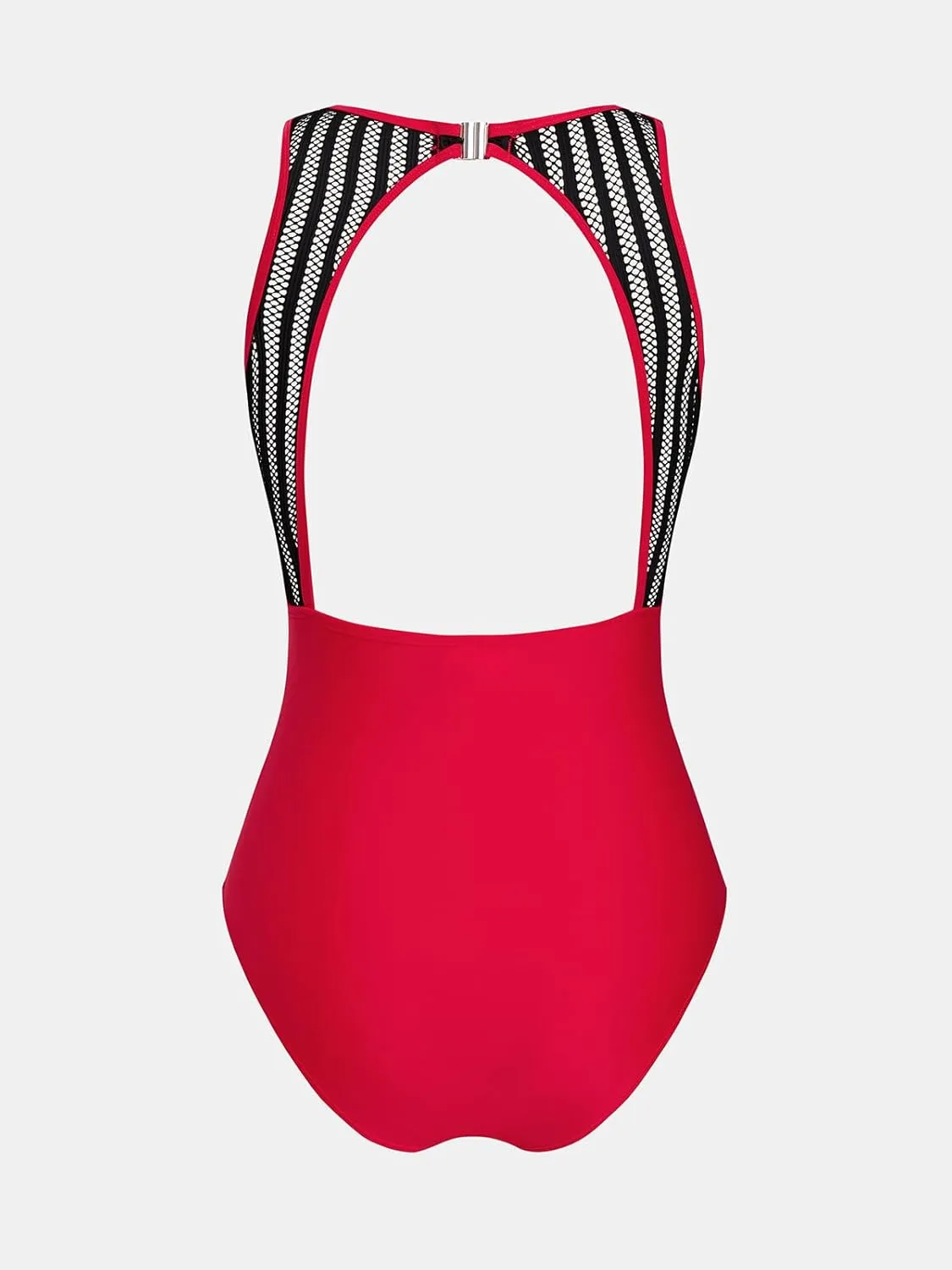 CUPSHE Women's One Piece Swimsuit Bathing Suit Tummy Control High Neck Cutout Back Hook Mesh Swimwear