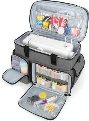 CURMIO Sewing Machine Case, Universal Travel Bag Compatible for Singer, Brother, Janome and most standard sewing machines, Gray(Bag Only)