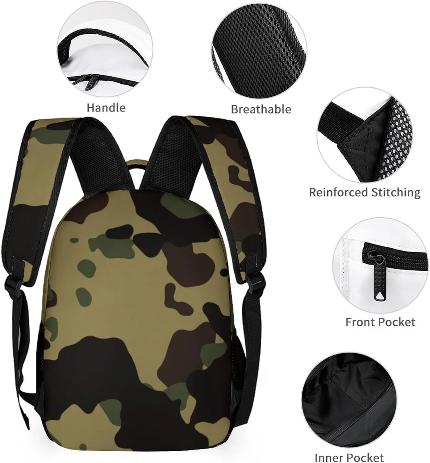 Custom 3Pcs Backpack Set with Lunch Bag Pencil Case Add Your Name Personalized School Book Bags Customization Camouflage Dinosaur T-rex Backpack for Girls Boys Teens