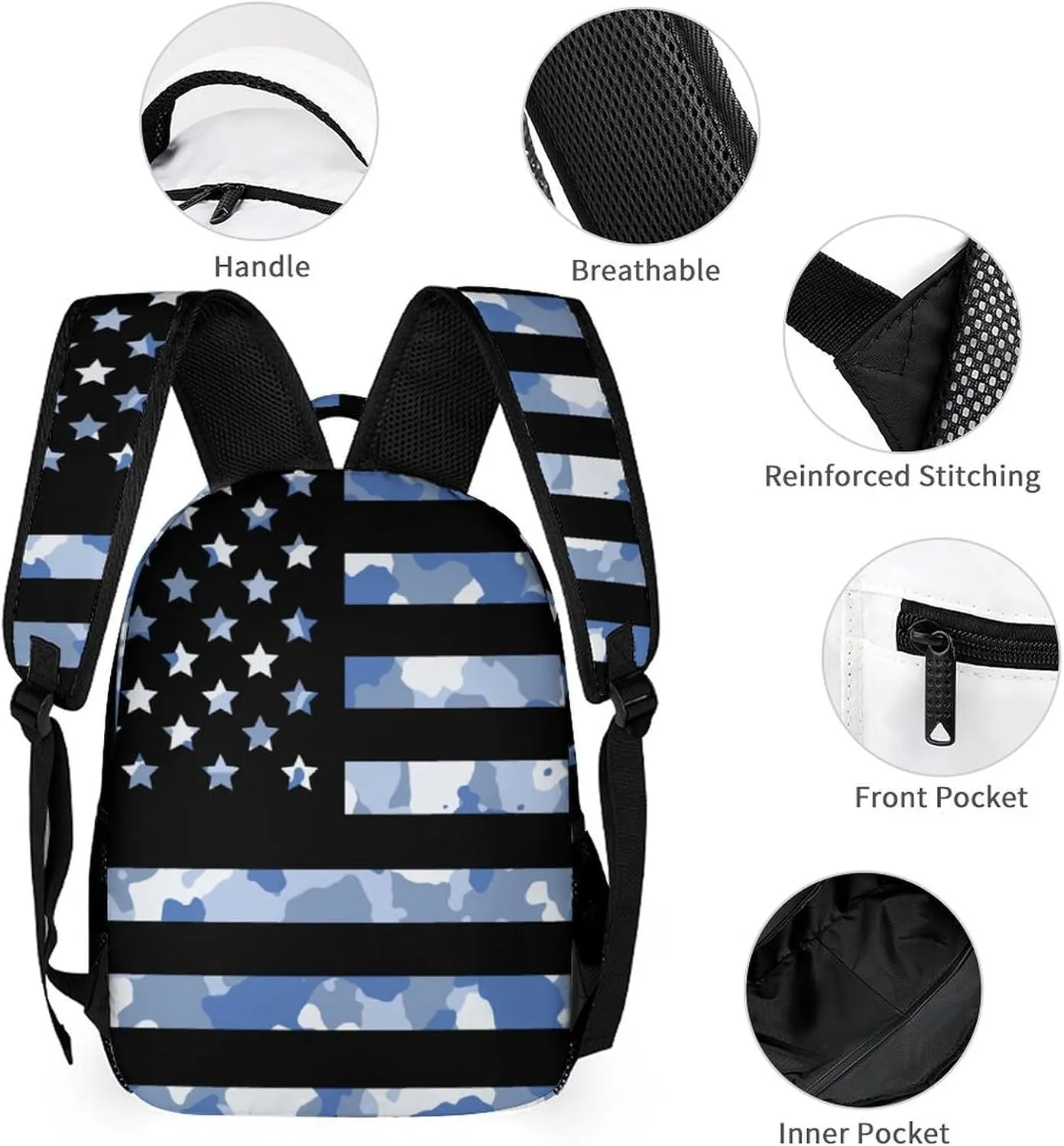 Custom 4Pcs Backpack Set with Lunch Bag Pencil Case Kids Water Bottle Add Your Name Personalized School Book Bags Customization Camouflage American Flag Backpack for Girls Boys