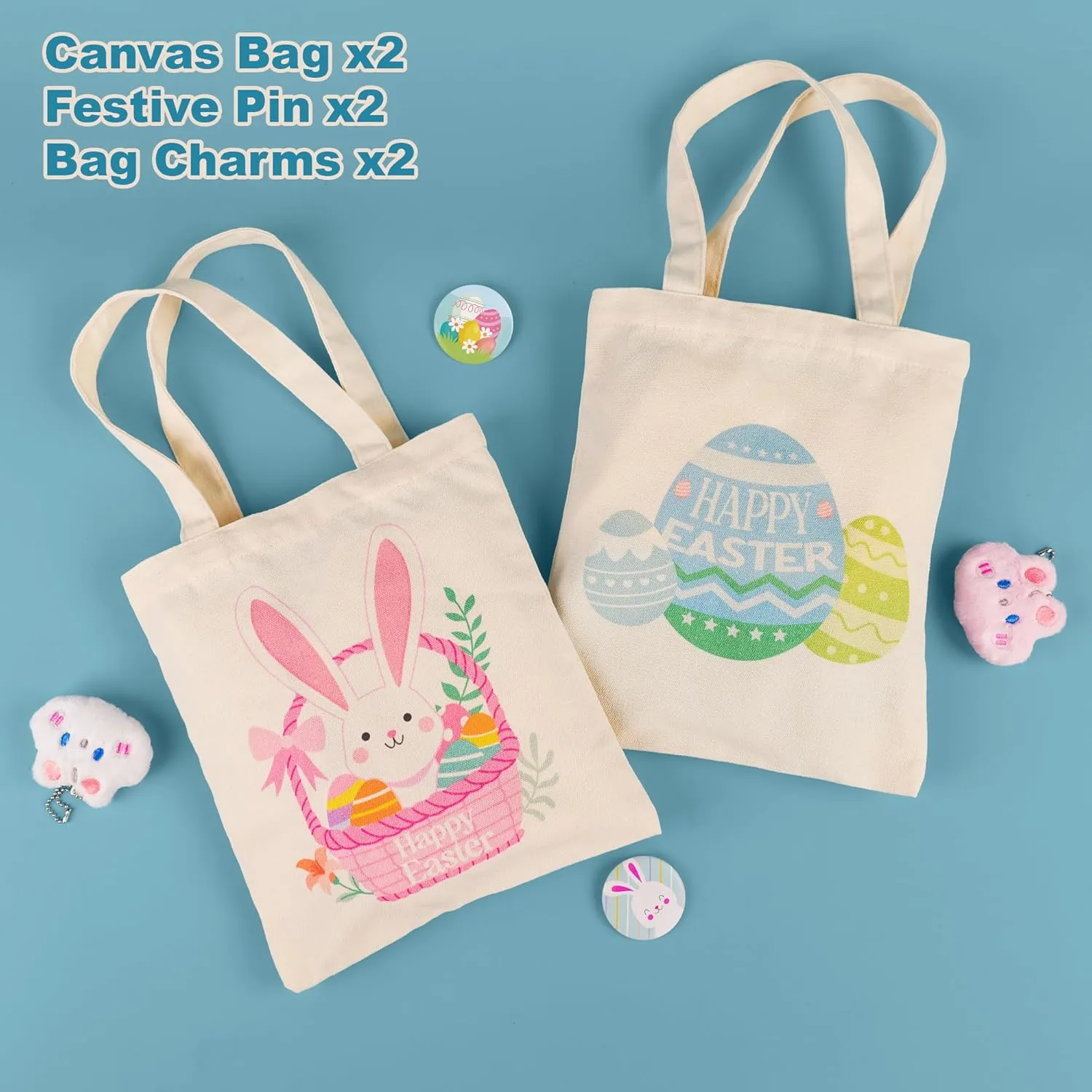 Custom Easter Bag with Name Tote Bag for Easter Egg Hunts Reusable Personalized Easter Basket Gifts