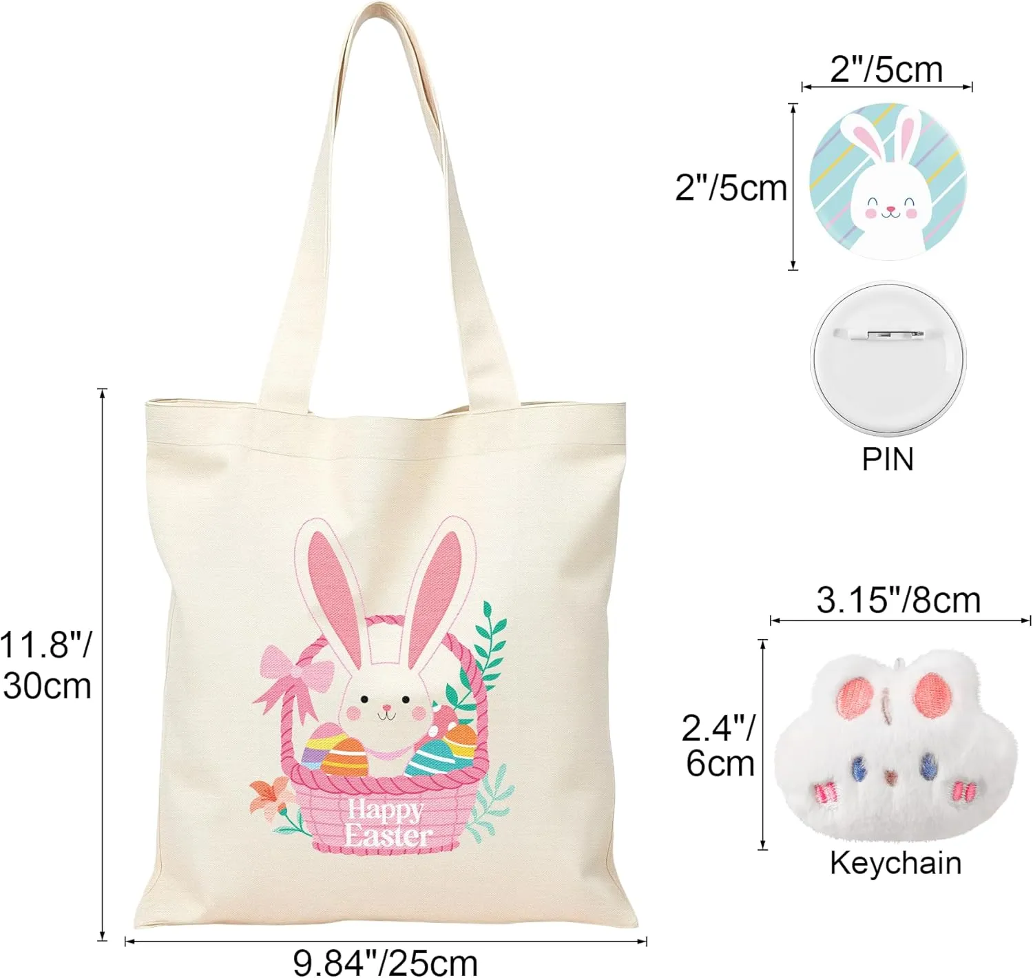 Custom Easter Bag with Name Tote Bag for Easter Egg Hunts Reusable Personalized Easter Basket Gifts