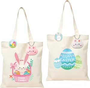 Custom Easter Bag with Name Tote Bag for Easter Egg Hunts Reusable Personalized Easter Basket Gifts