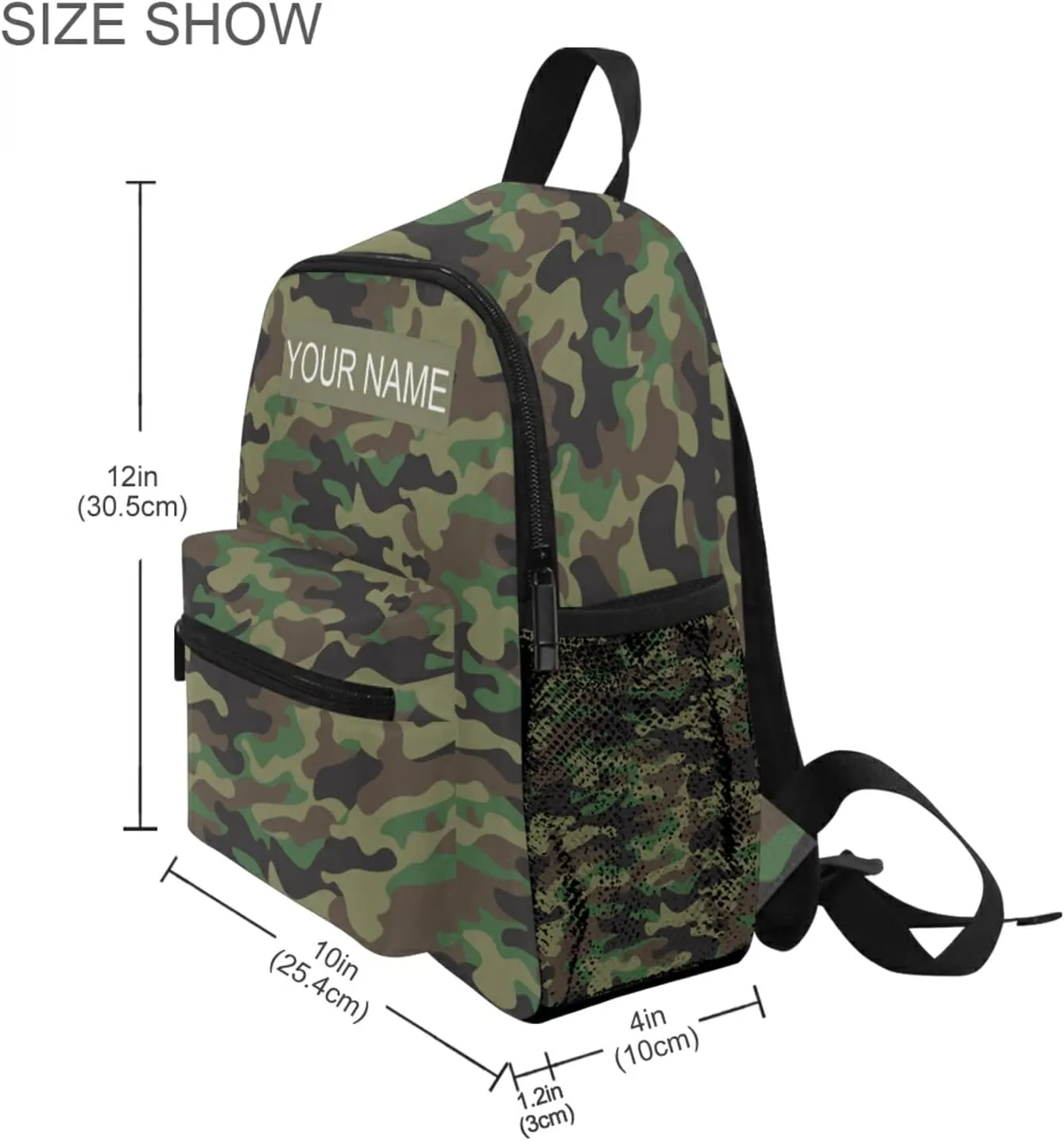 Custom Toddler Backpack with Name/Text Personalized Camo Backpack Add Your Name, Customized Kids Backpack Military Camouflage School Bag Bookbag Kindergarten Preschool Backpack for Boy Girls Children