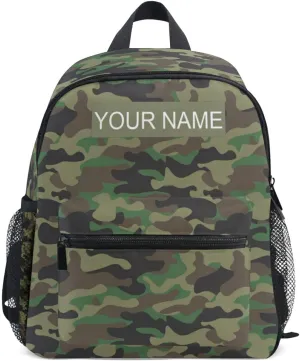 Custom Toddler Backpack with Name/Text Personalized Camo Backpack Add Your Name, Customized Kids Backpack Military Camouflage School Bag Bookbag Kindergarten Preschool Backpack for Boy Girls Children