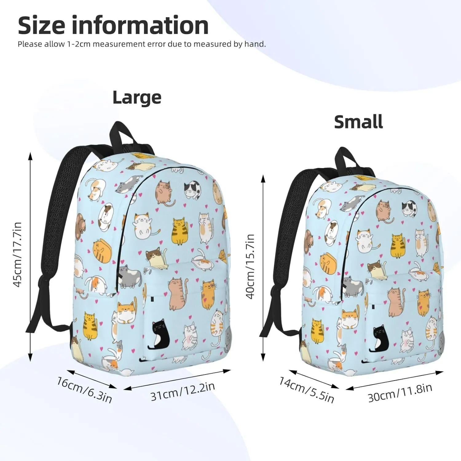 Cute Cat Backpack Laptop Bag Durable Canvas Capacity Large Cute Backpacks Travel Bag