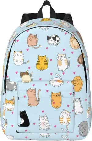 Cute Cat Backpack Laptop Bag Durable Canvas Capacity Large Cute Backpacks Travel Bag