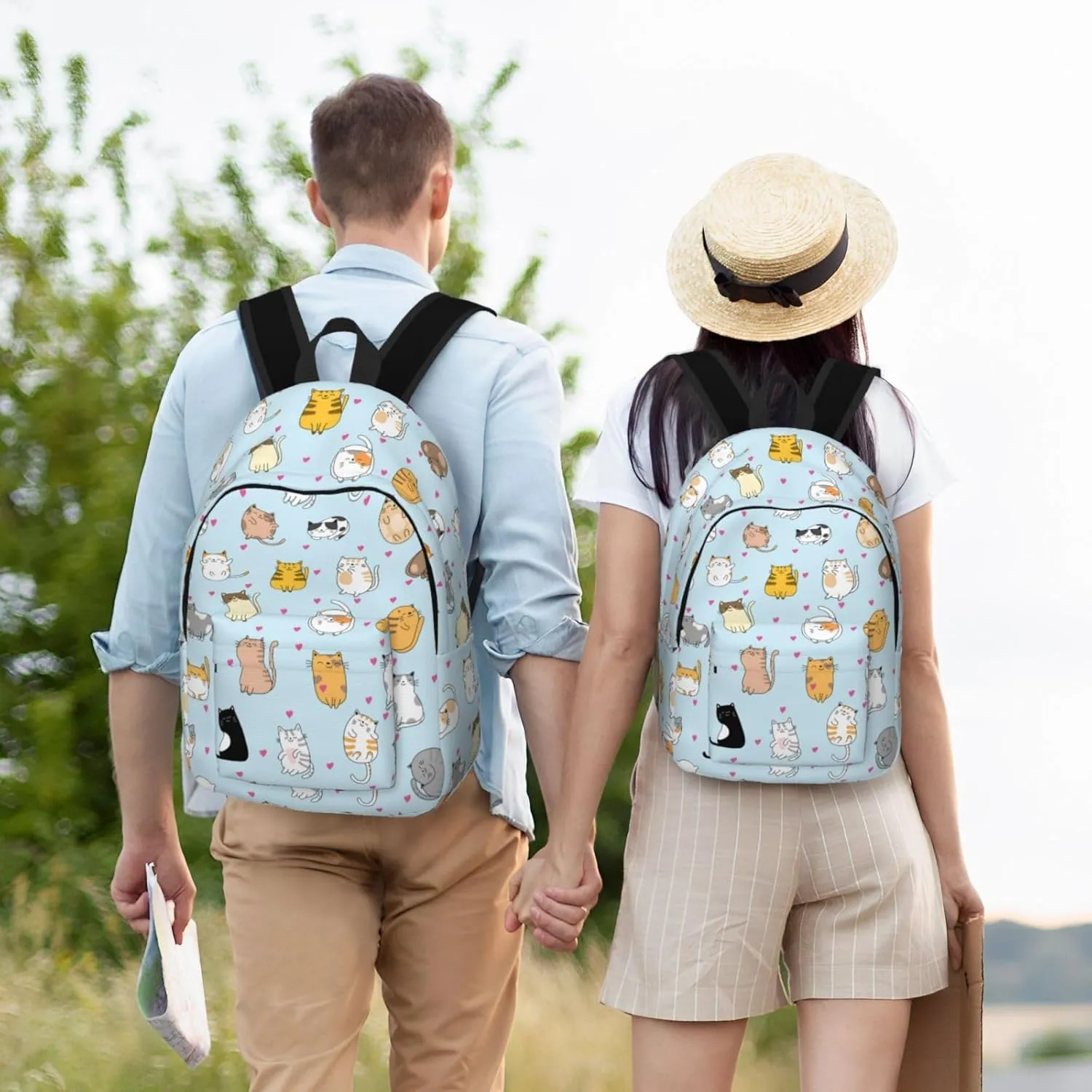 Cute Cat Backpack Laptop Bag Durable Canvas Capacity Large Cute Backpacks Travel Bag