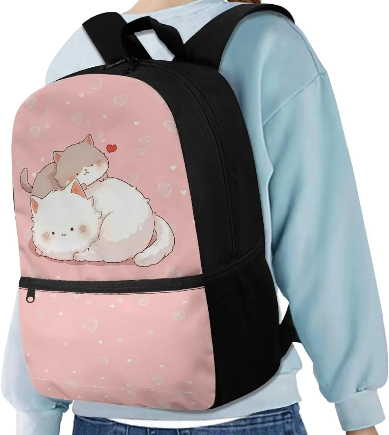 Cute Cat Book Bag for Girls 6-8 8-10 School Backpack Kindergarten Elementary School Bag Pink Bookbags for 3Rd 4Th 5Th 6Th Grade Kids Schoolbag Travel Picnic Casual Daypack