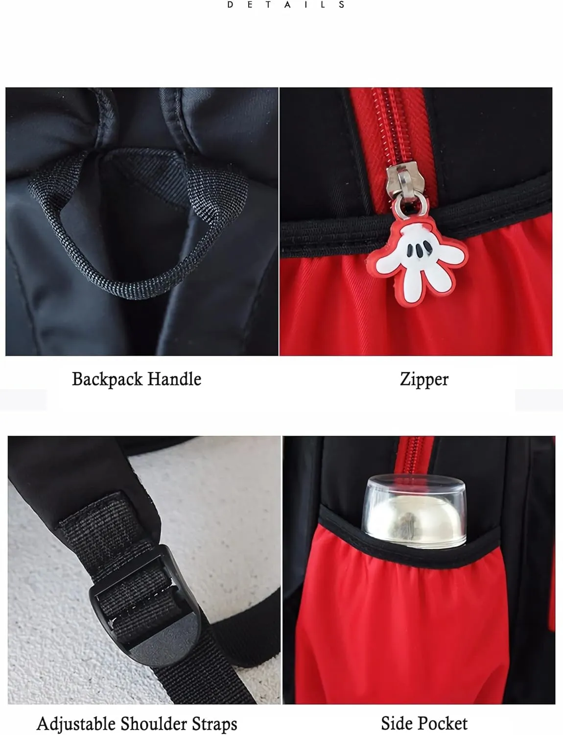 Cute Mini Backpacks, Red Cartoon Bag, Mouse Ears Bowknot Travel Daypack