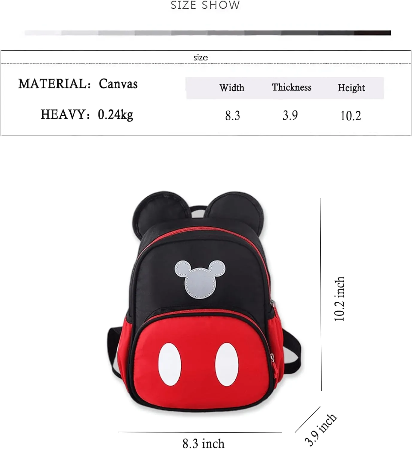 Cute Mini Backpacks, Red Cartoon Bag, Mouse Ears Bowknot Travel Daypack