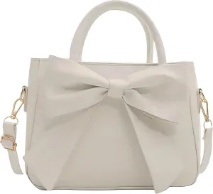 Cute Purses for Women, Designer Small Handbag Top Handle Vegan Leather Crossbody Bag Tote Clutch with Cute Bow Knot