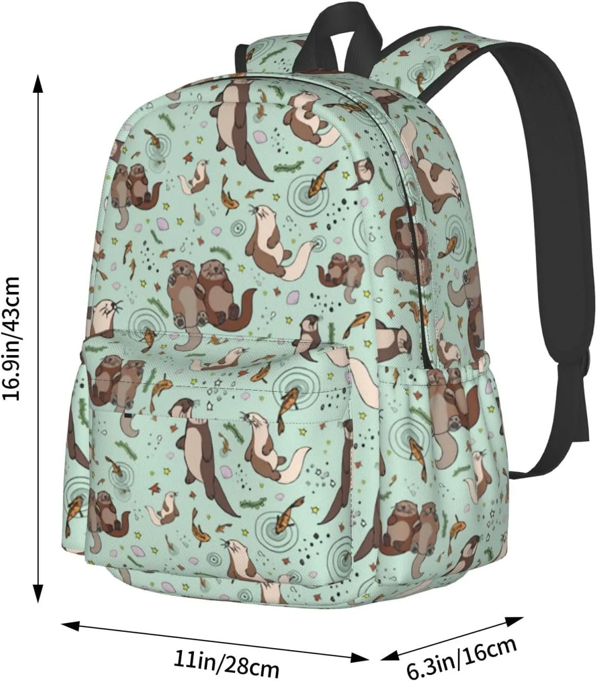 Cute Sea Otters Unisex Backpacks 15in Laptop Backpack Multipurpose Double Shoulder Bag For Men Women Gifts