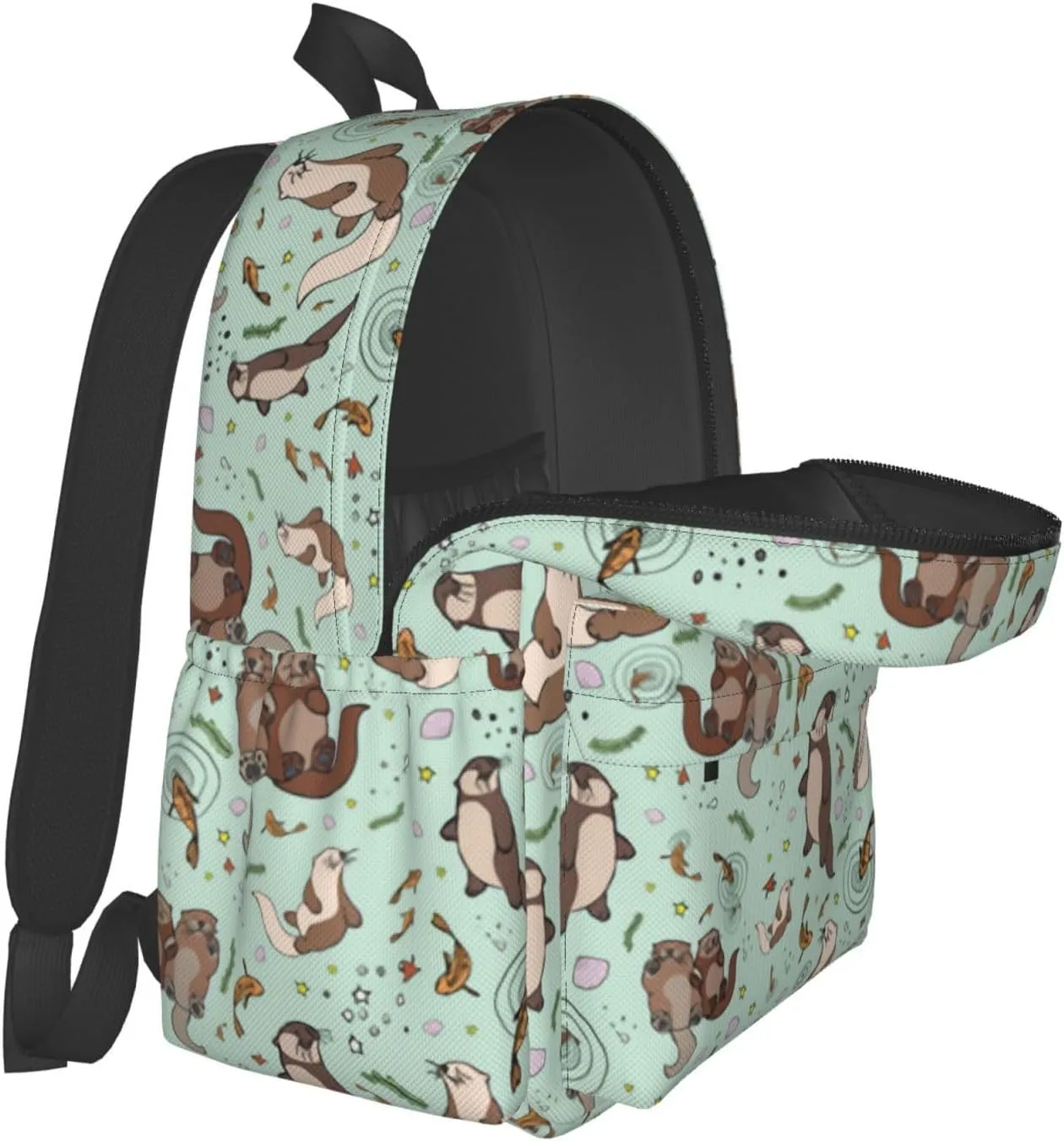 Cute Sea Otters Unisex Backpacks 15in Laptop Backpack Multipurpose Double Shoulder Bag For Men Women Gifts